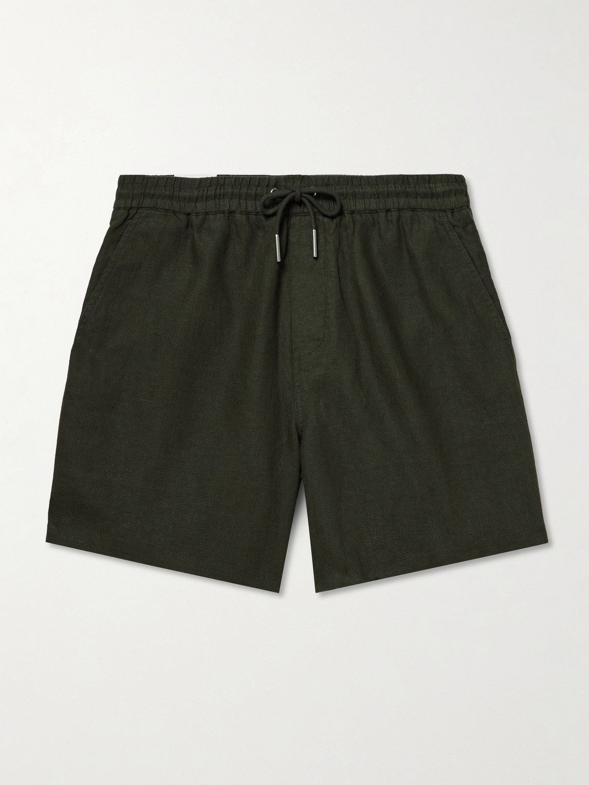 Nn07 Gregor 1454 Straight-leg Linen Drawstring Shorts In Green