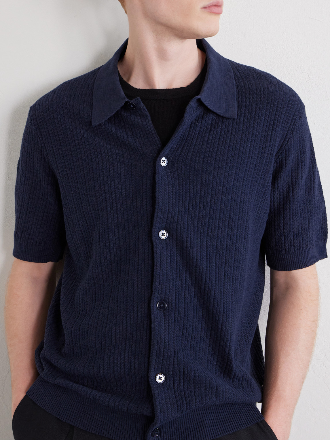 Nolan 6695 Textured-Knit Organic Cotton Shirt