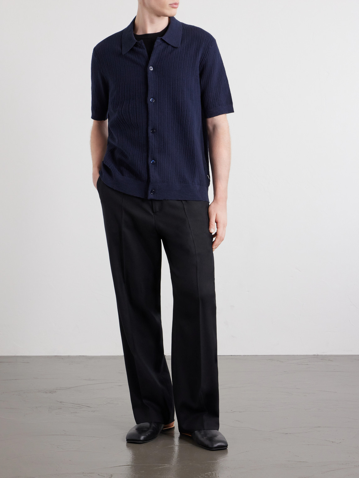 Nolan 6695 Textured-Knit Organic Cotton Shirt