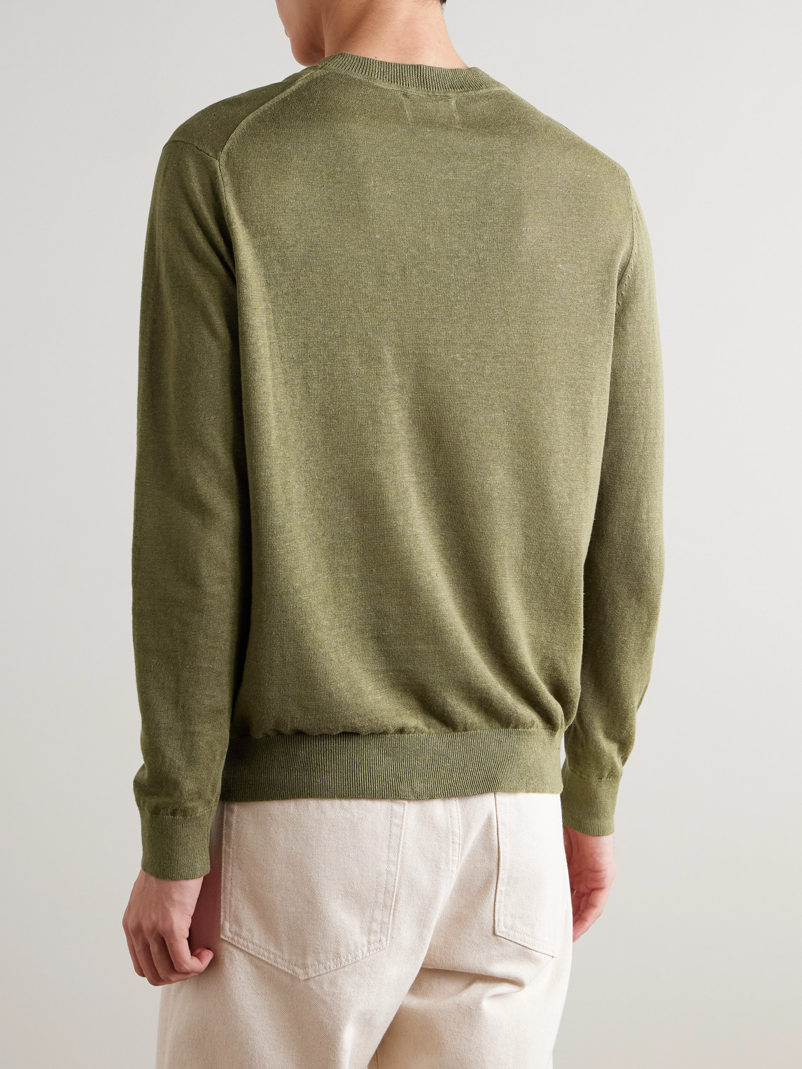  Nn07 - Ted 60058 Linen Sweater - Men - Green - S 