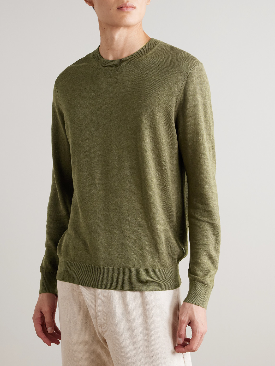  Nn07 - Ted 60058 Linen Sweater - Men - Green - S 