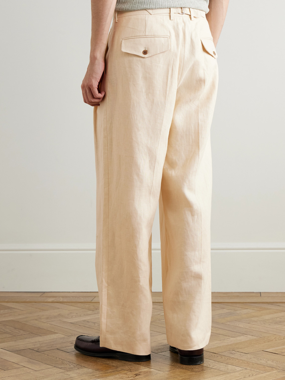 Justin 1454 Wide-Leg Pleated Linen Suit Trousers