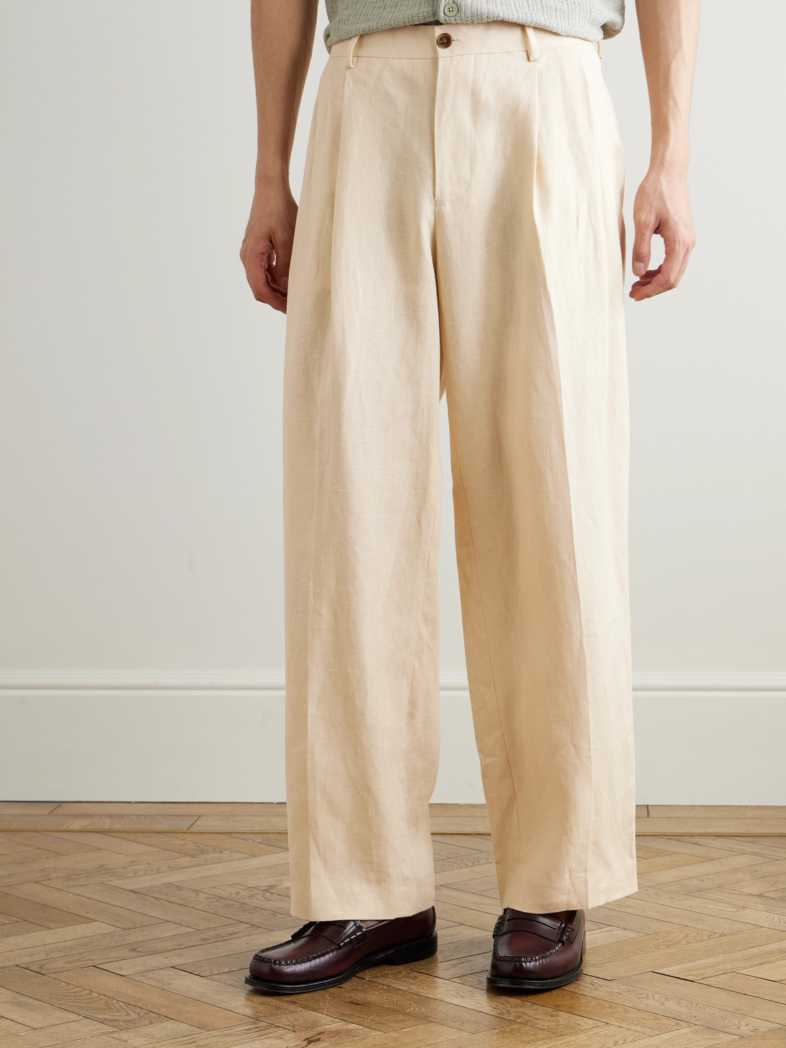 Justin 1454 Wide-Leg Pleated Linen Suit Trousers
