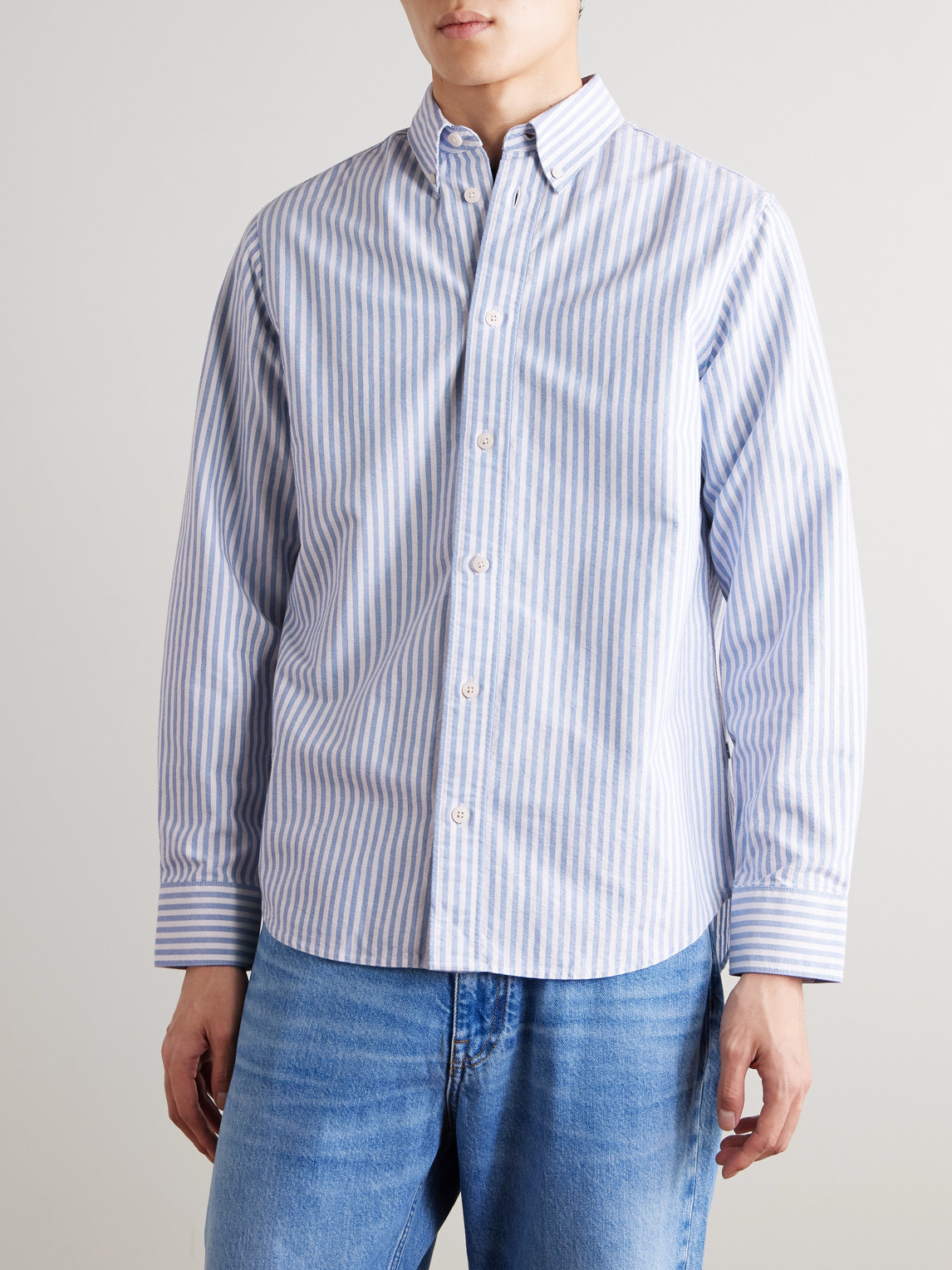 Colby 5910 Button-Down Collar Striped Organic Cotton Oxford Shirt