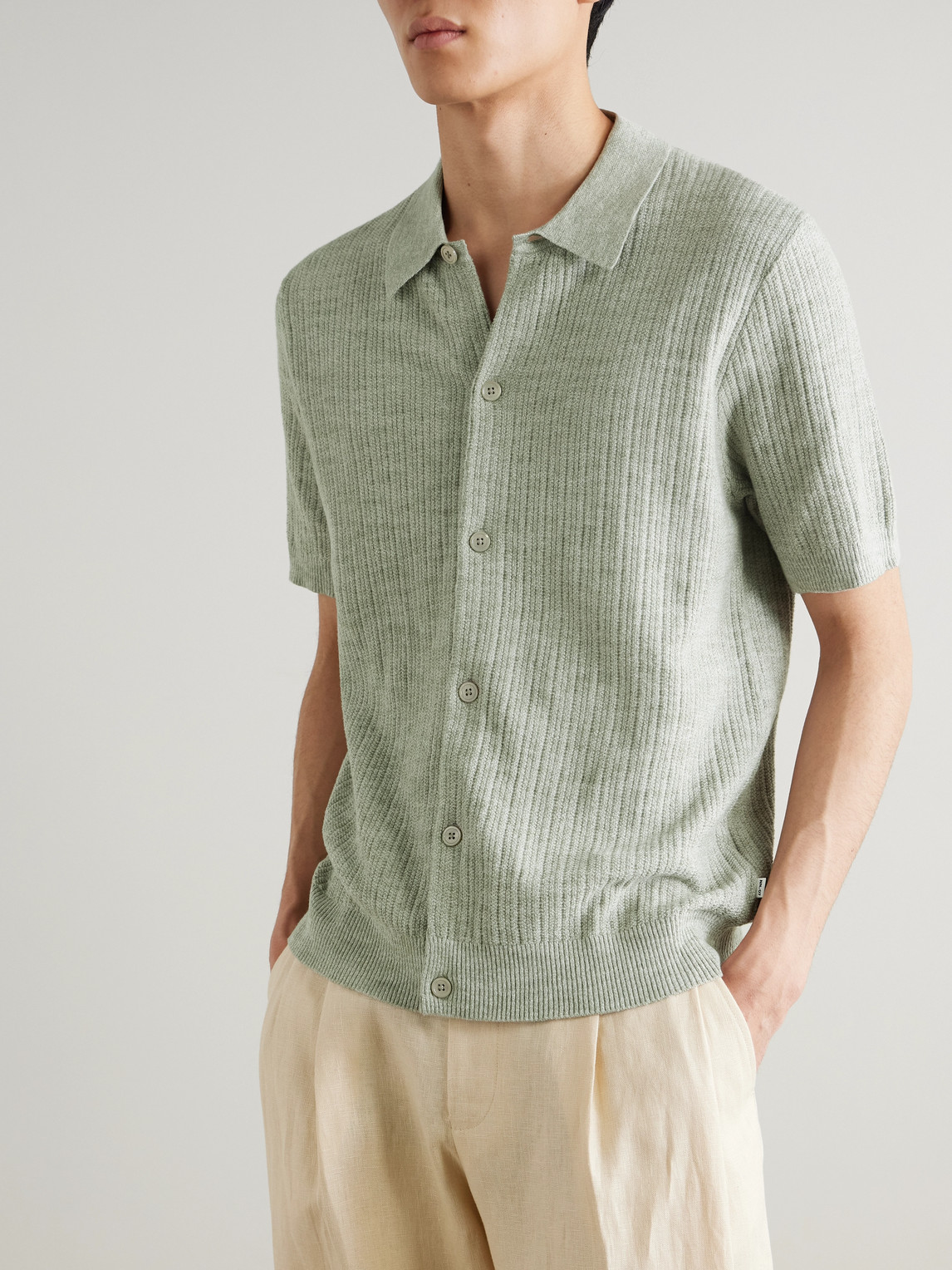 Nolan 6695 Textured-Knit Organic Cotton Shirt