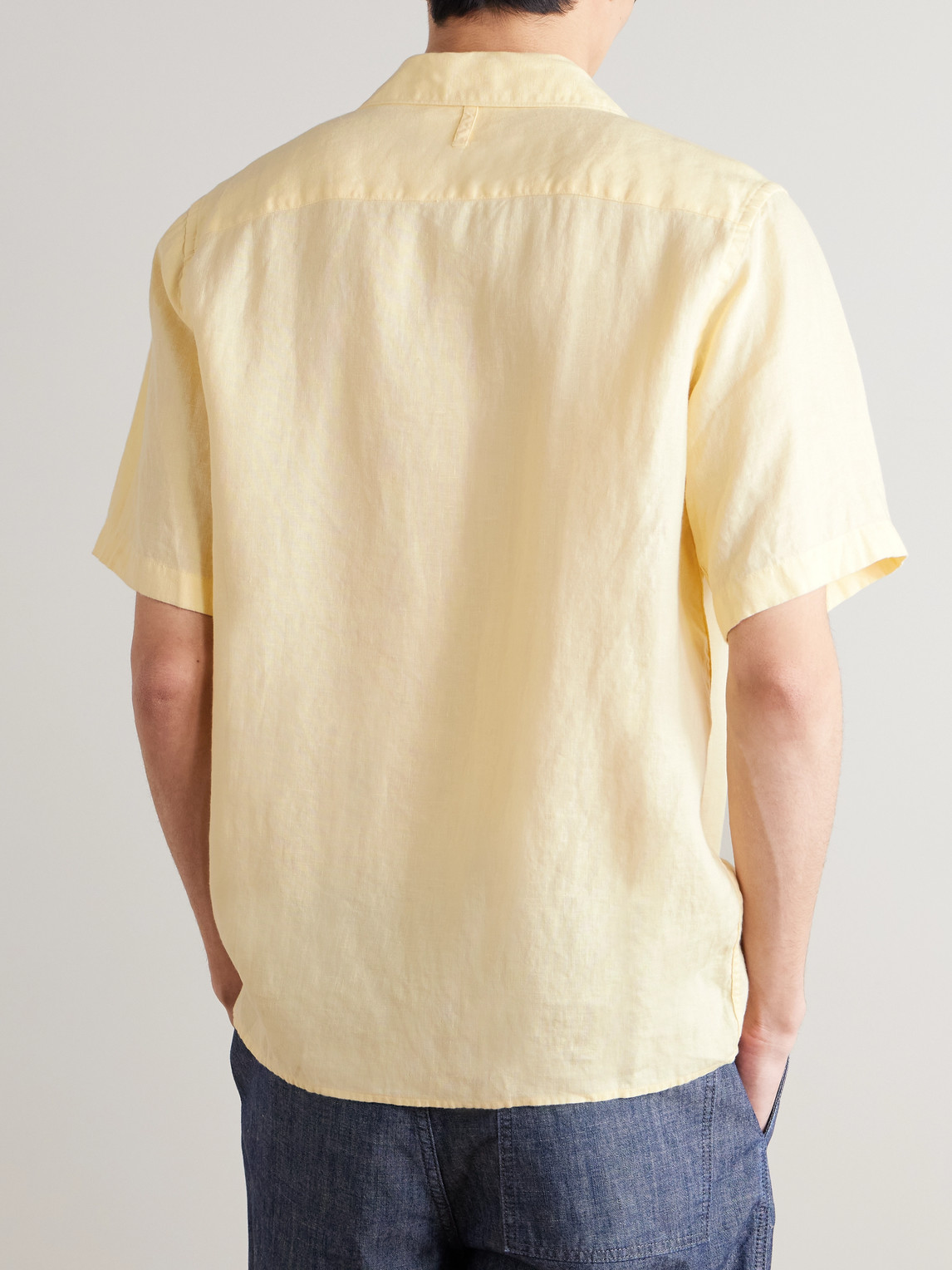  Nn07 - Julio 5708 Camp-collar Linen Shirt - Men - Yellow - S 