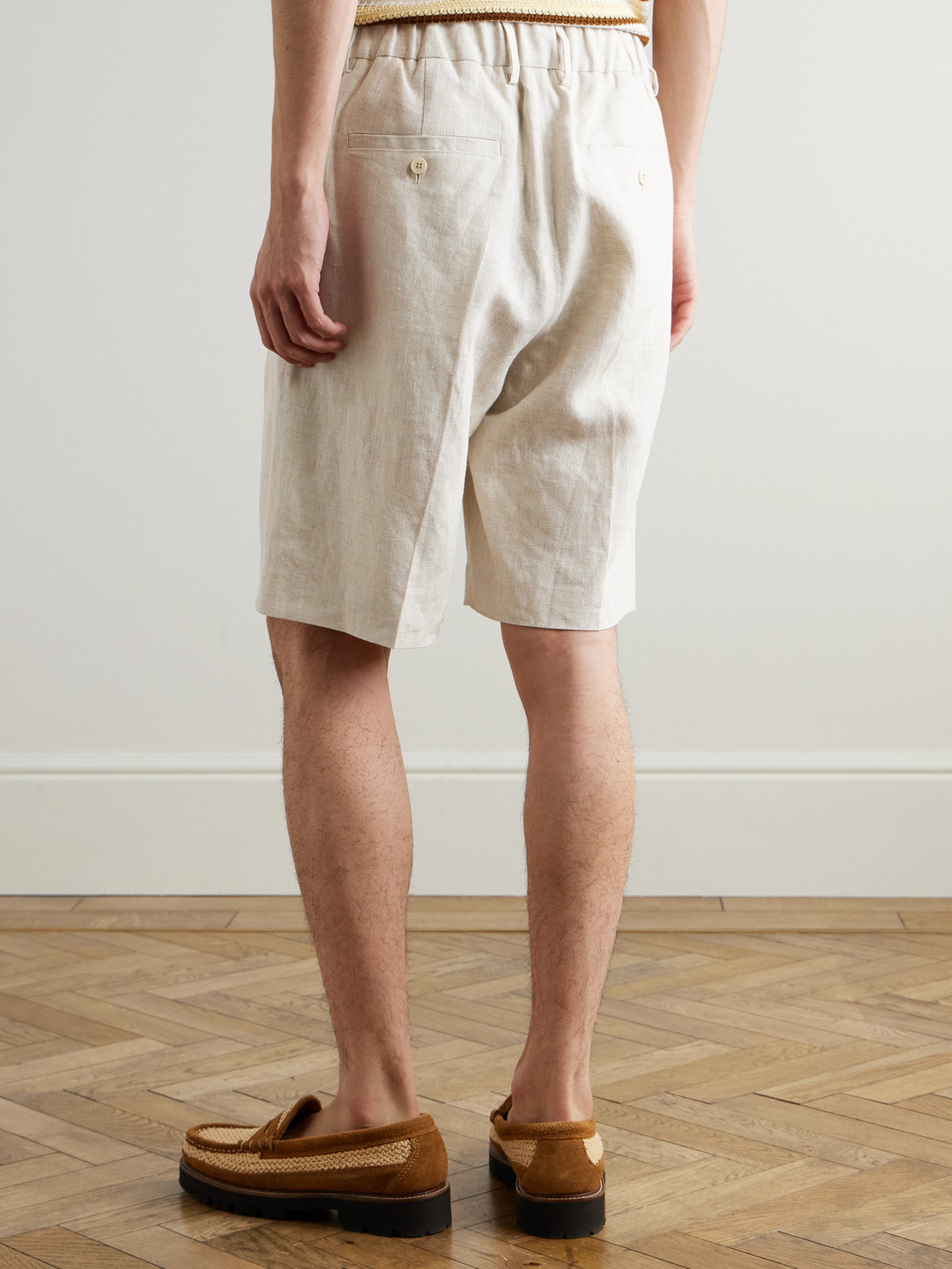  Nn07 - Kay 1454 Straight-leg Pleated Linen Shorts - Men - Neutrals - Uk/us 28 
