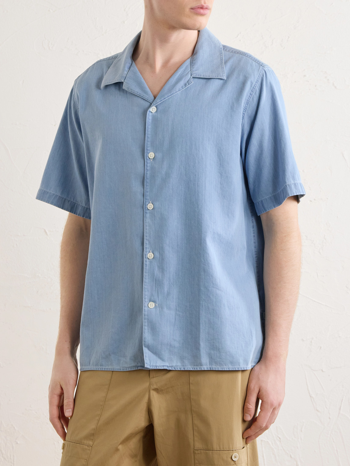 Julio Ss 5765 Camp-Collar Cotton Chambray Shirt