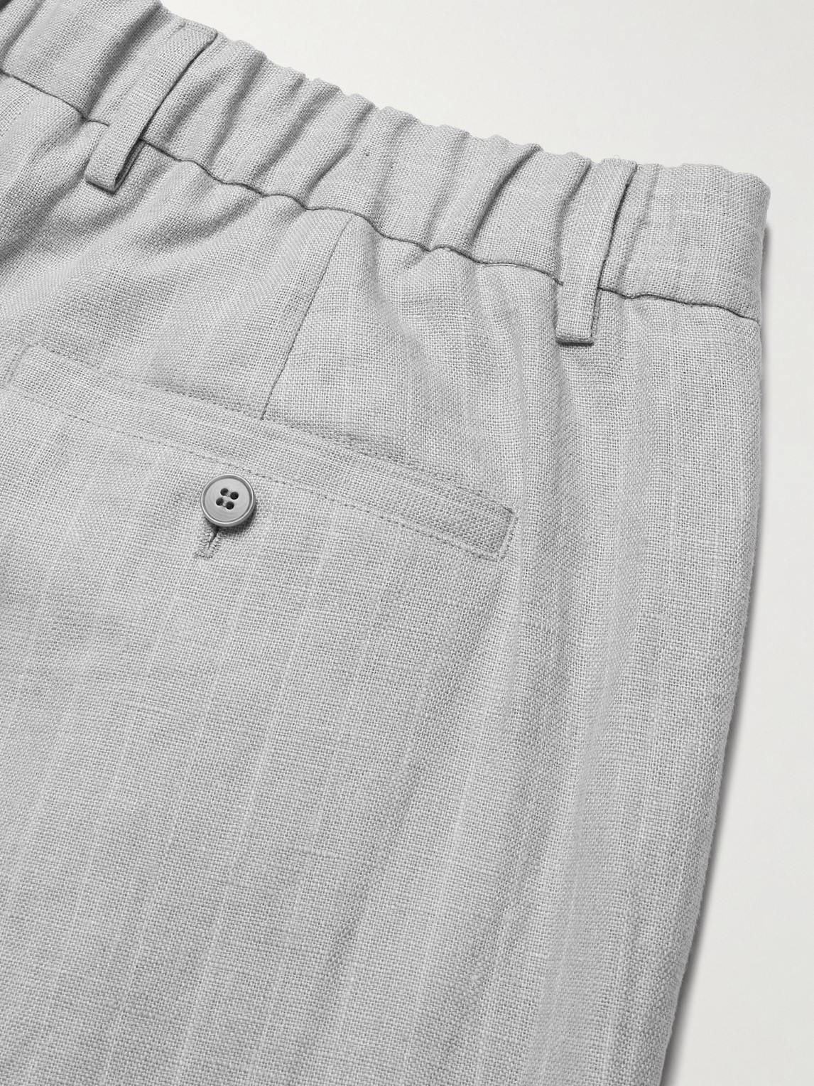 Kay 1455 Straight-Leg Pleated Pinstriped Linen Trousers