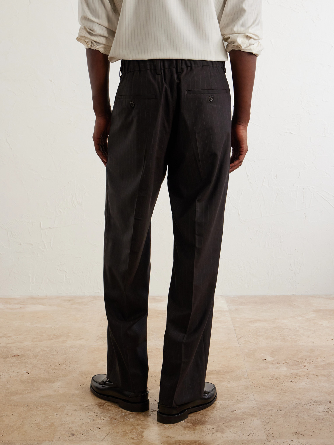 Kay 10037 Straight-Leg Pleated Woven Trousers
