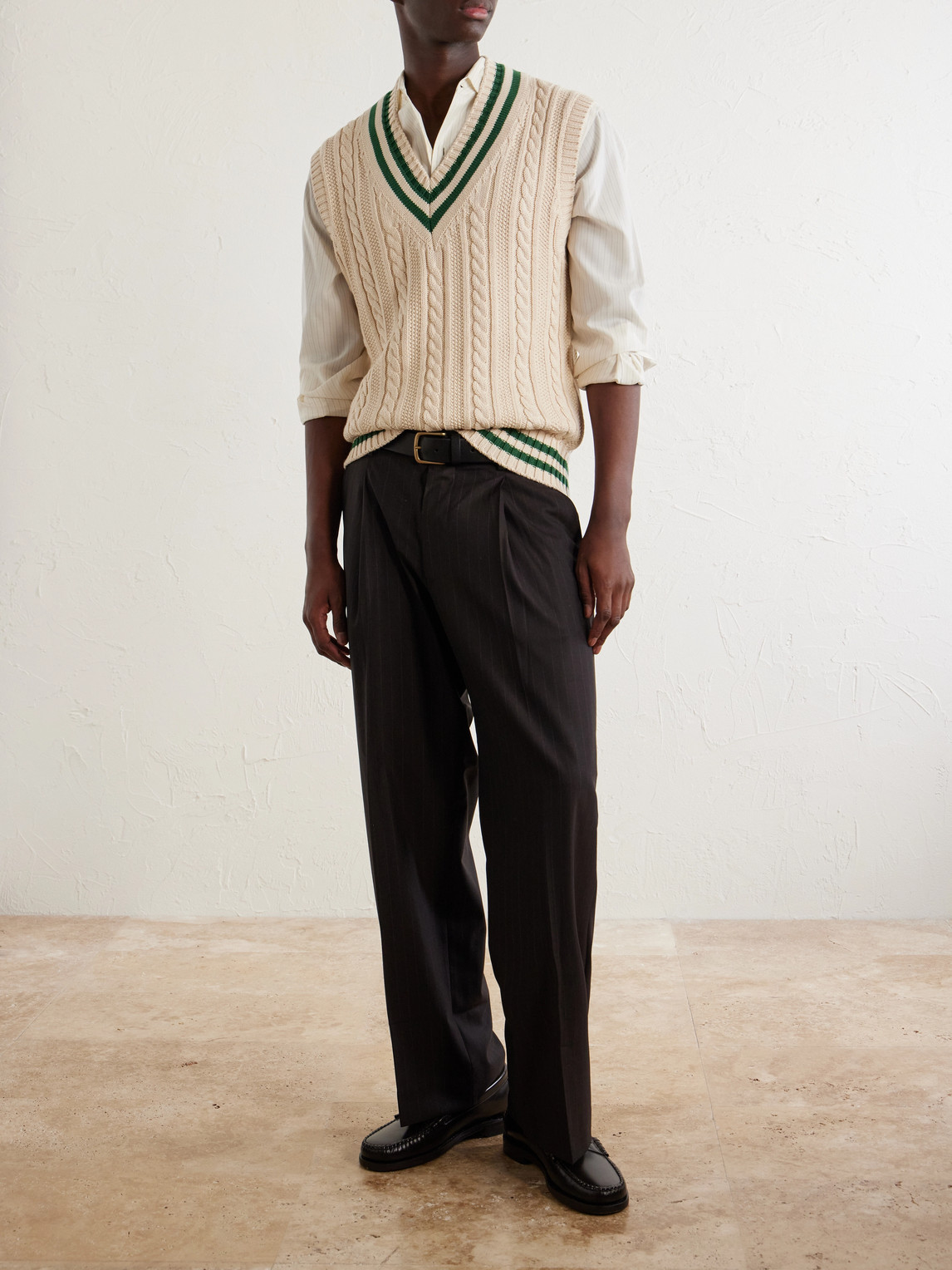 Kay 10037 Straight-Leg Pleated Woven Trousers