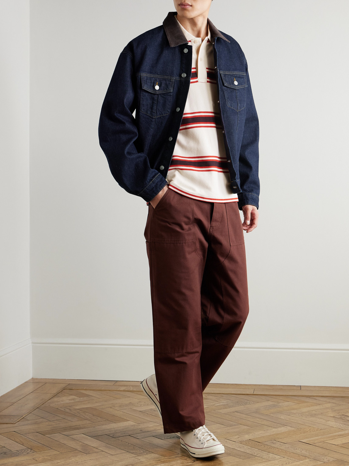Roy 1882 Corduroy-Trimmed Organic Denim Jacket
