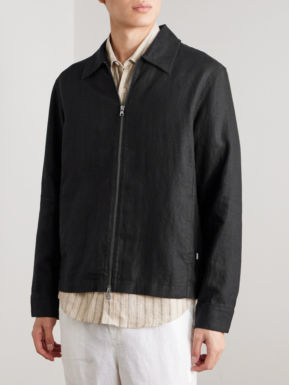 Nn07 - Alban 1454 Linen Blouson Jacket - Men - Black - S 