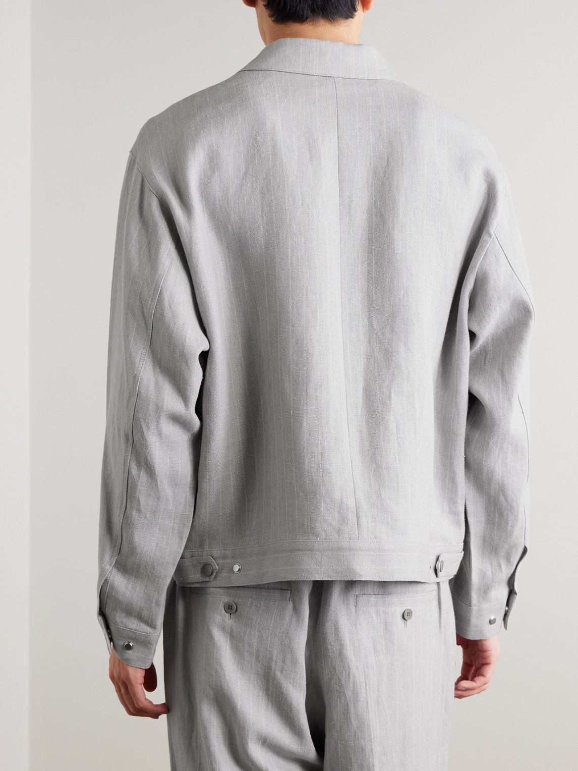 Petrus 1455 Oversized Pinstriped Linen Blouson Jacket