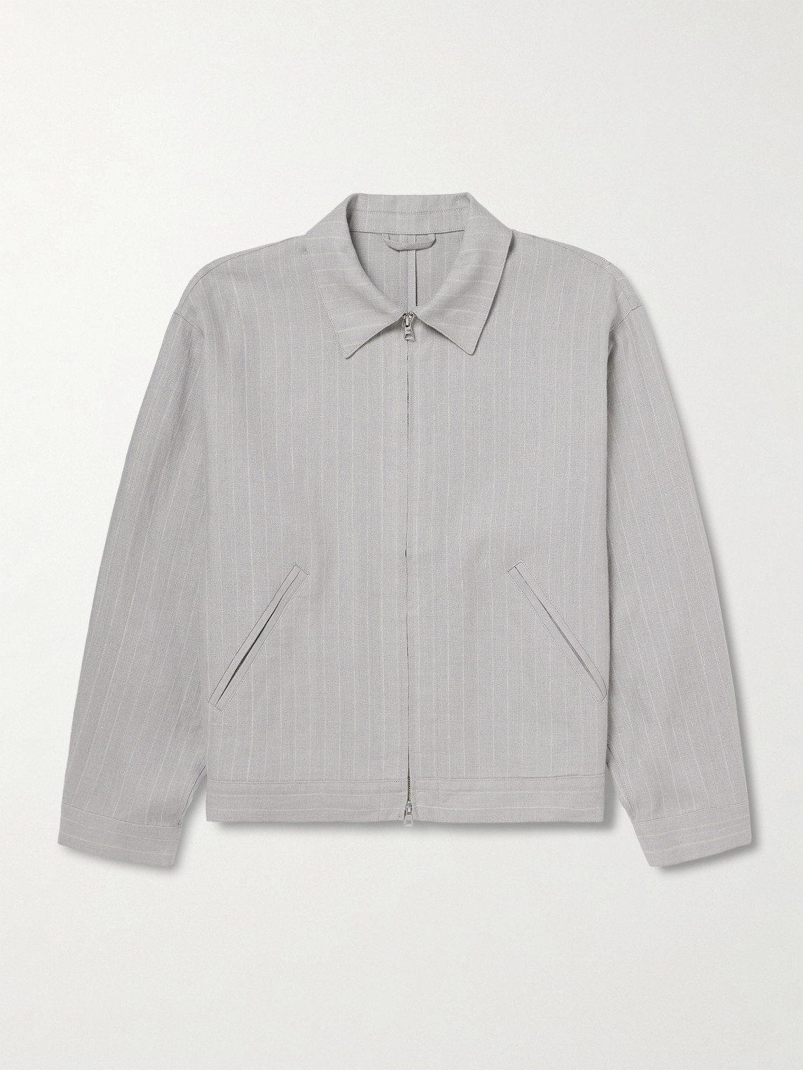 Nn07 Petrus 1455 Oversized Pinstriped Linen Blouson Jacket In Gray