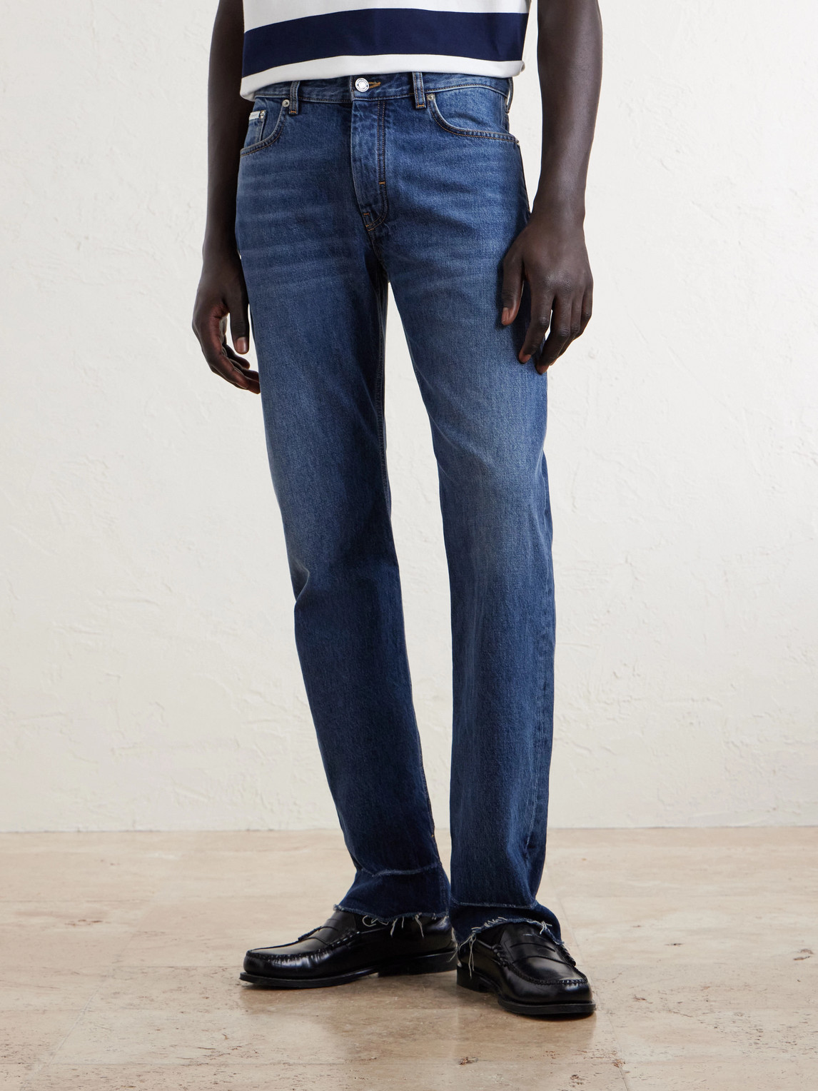 Straight-Leg Fringed Jeans