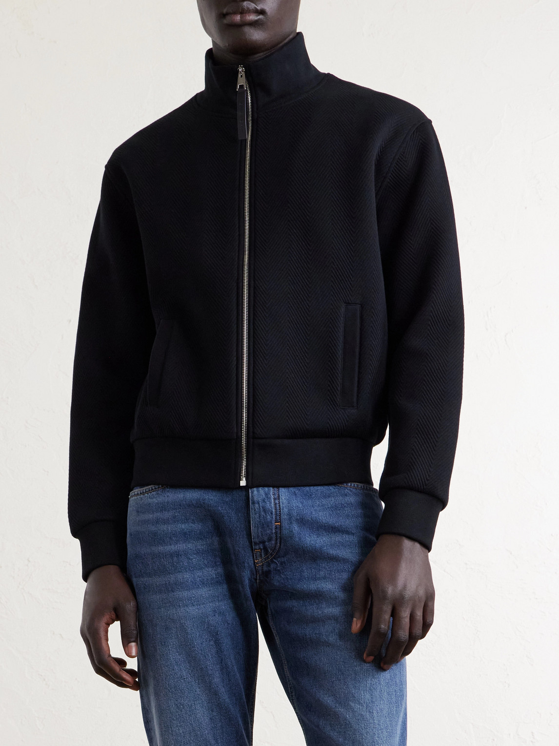 Cotton-Blend Zip-Up Sweatshirt