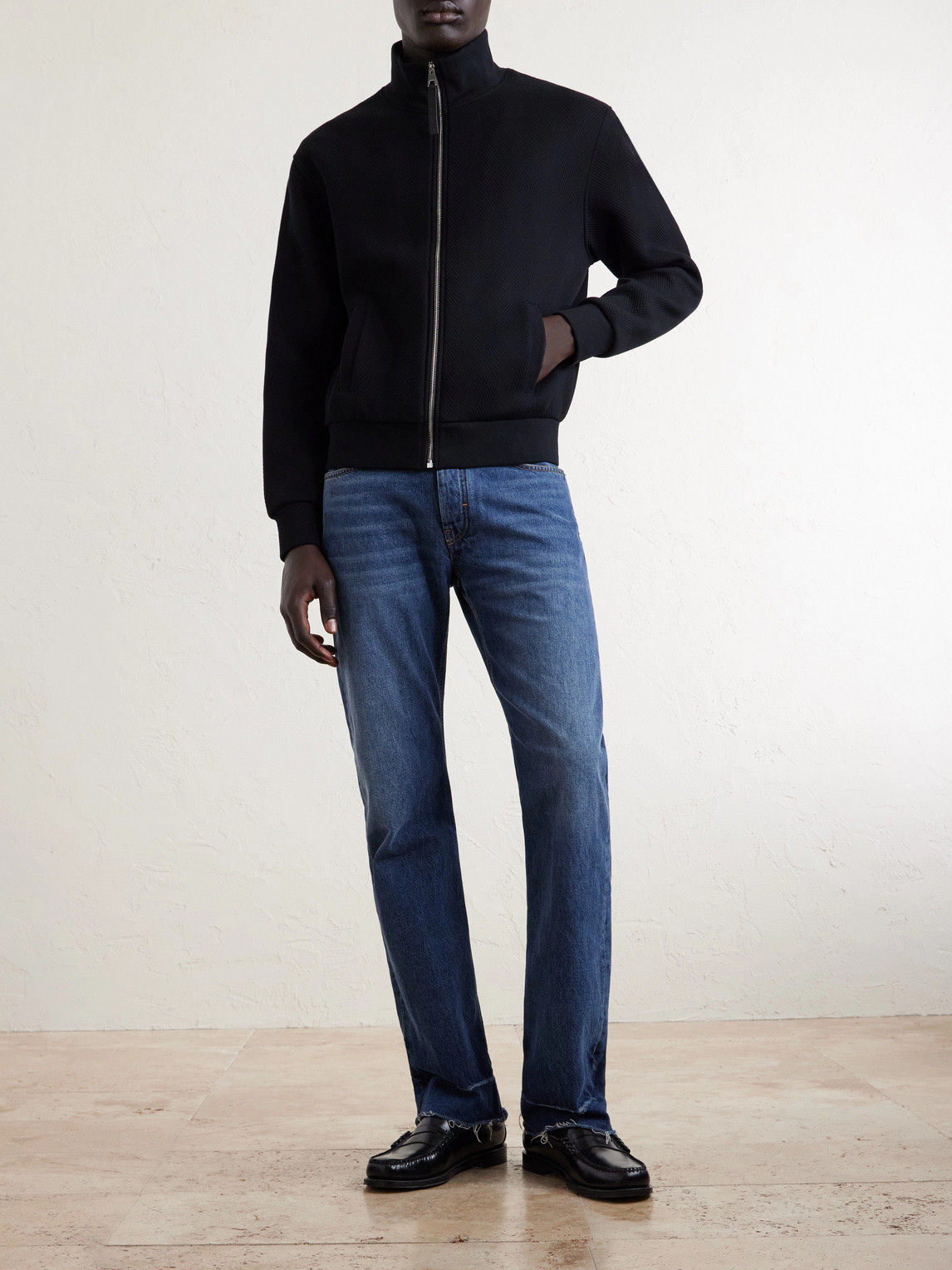 Cotton-Blend Zip-Up Sweatshirt