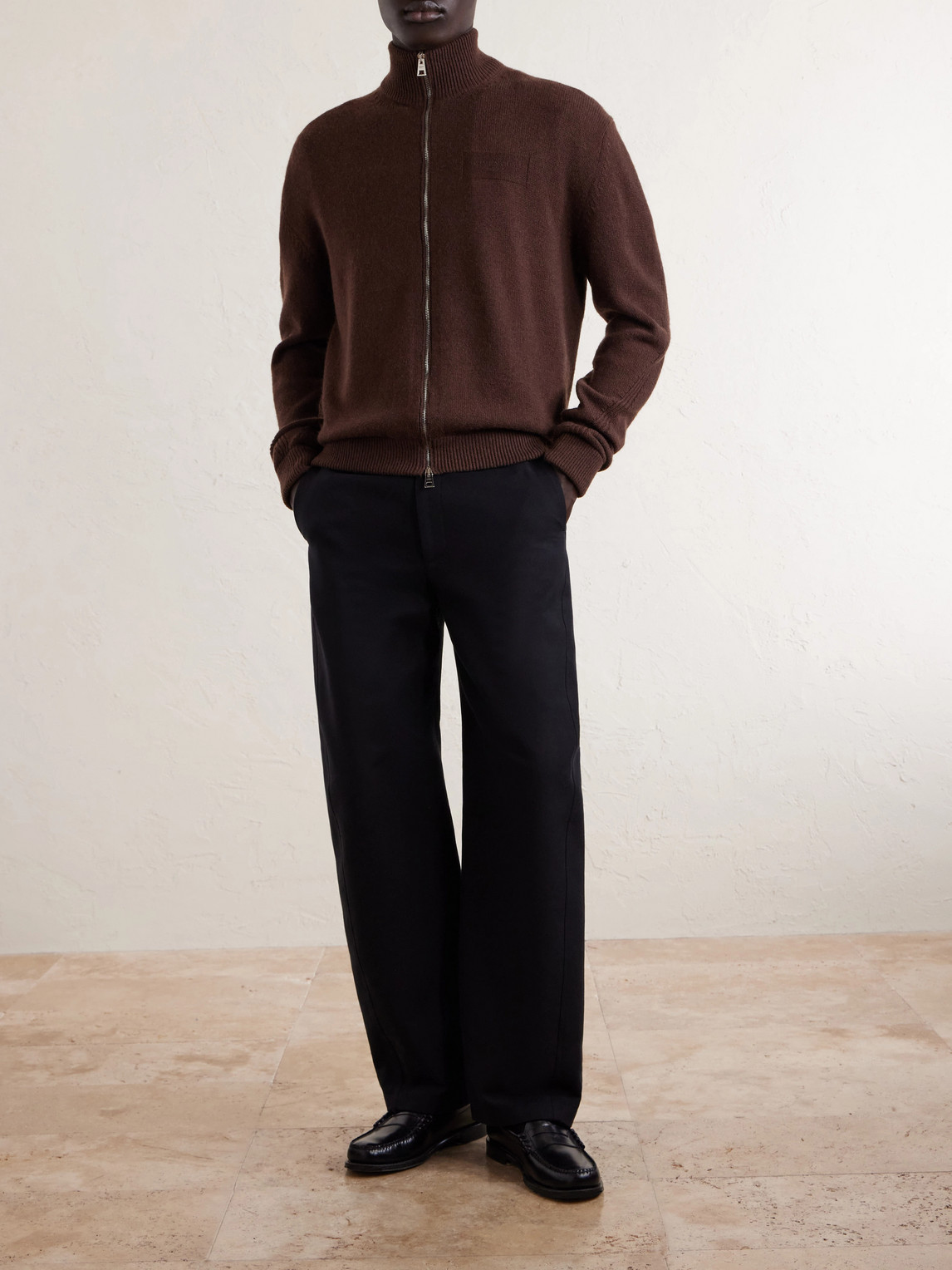 Cashmere Zip-Up Cardigan