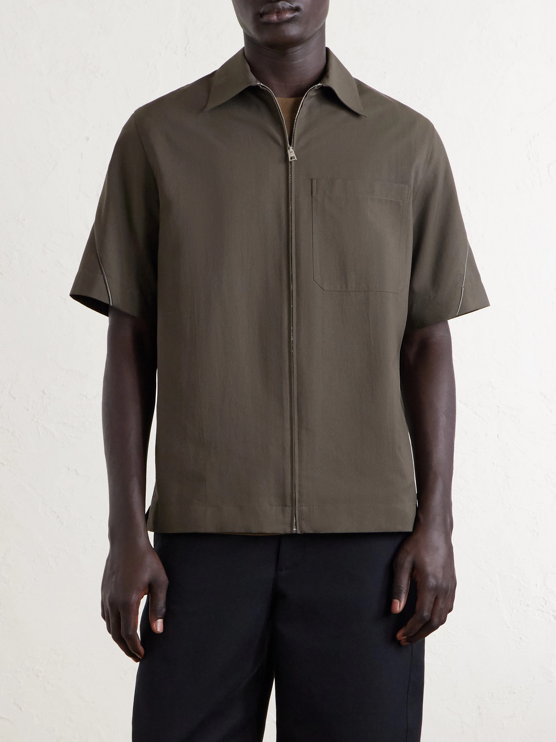 Recycled Woven Zip-Up Shirt