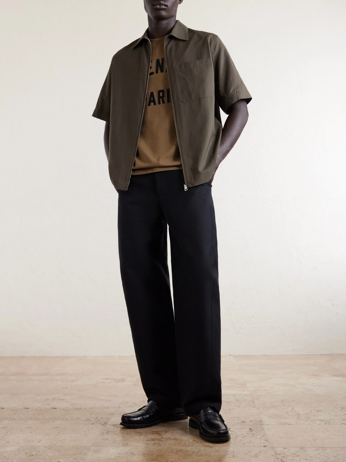 Recycled Woven Zip-Up Shirt