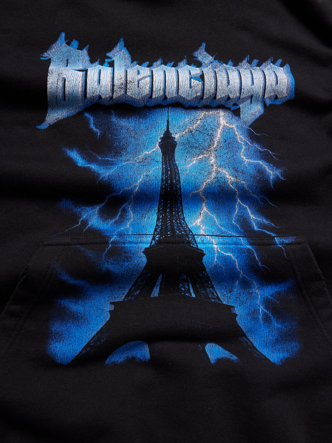 Paris Thunderstorm Distressed Logo-Print Cotton-Jersey Hoodie