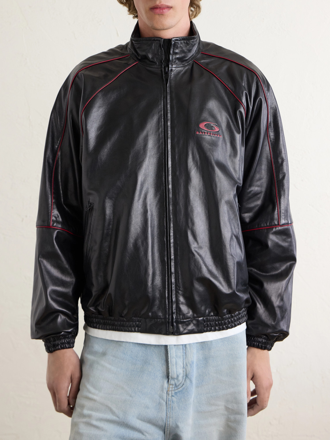  Balenciaga - Logo-embossed Leather Jacket - Men - Black - M 