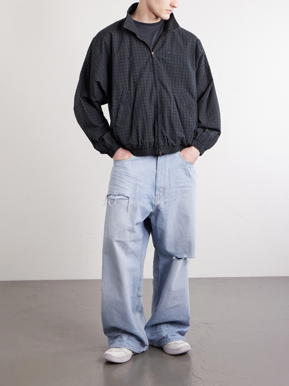 Logo-Embroidered Checked Cotton Jacket