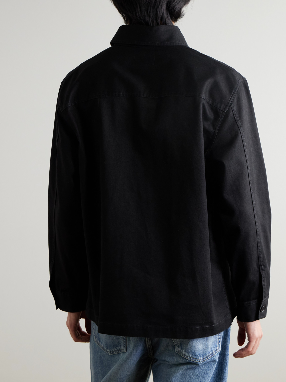 Logo-Embroidered Cotton And Linen-Blend Gabardine Overshirt