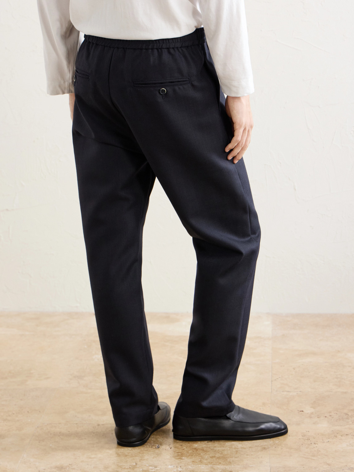 Straight-Leg Herringbone Virgin Wool Trousers