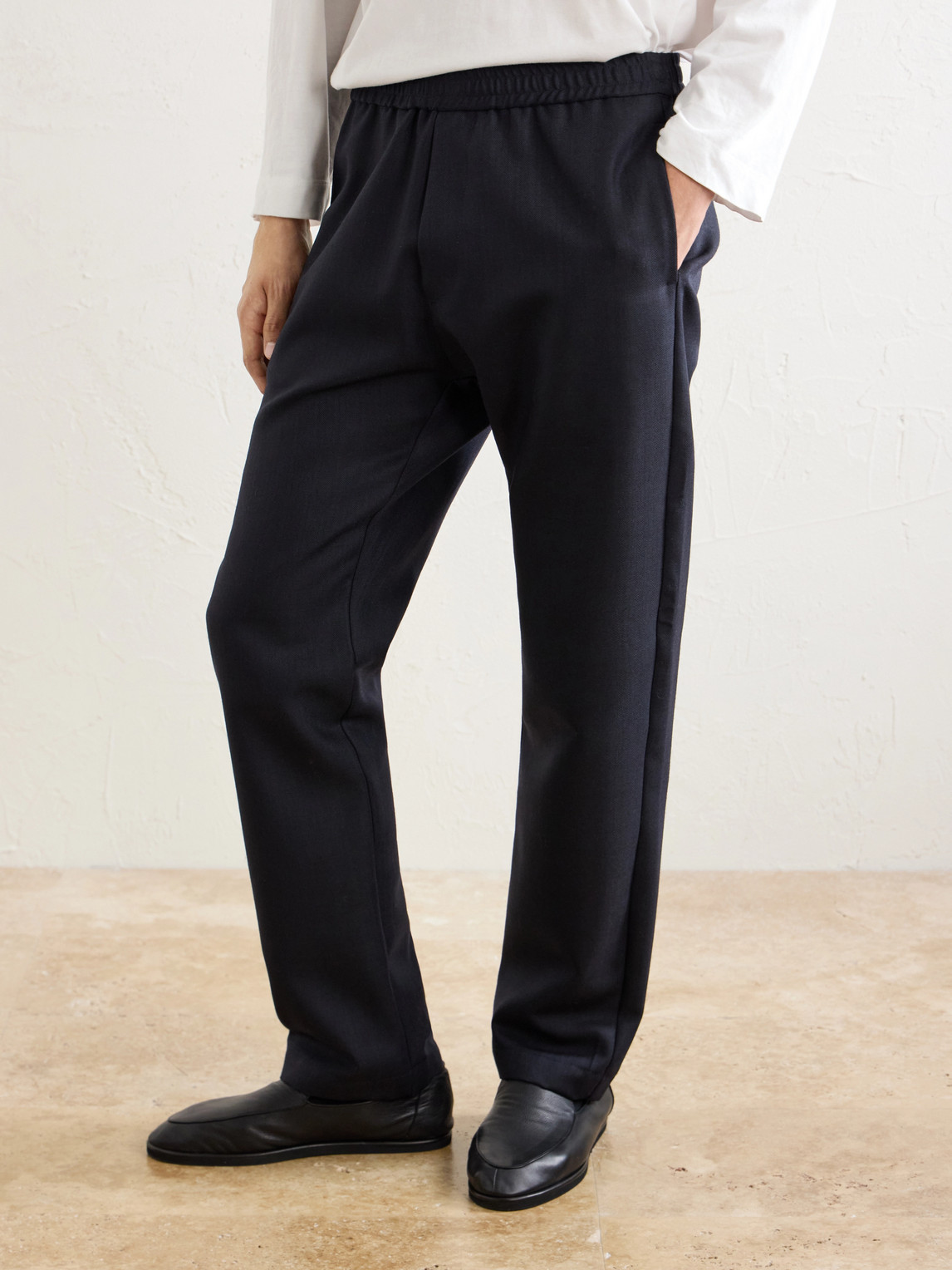 Straight-Leg Herringbone Virgin Wool Trousers