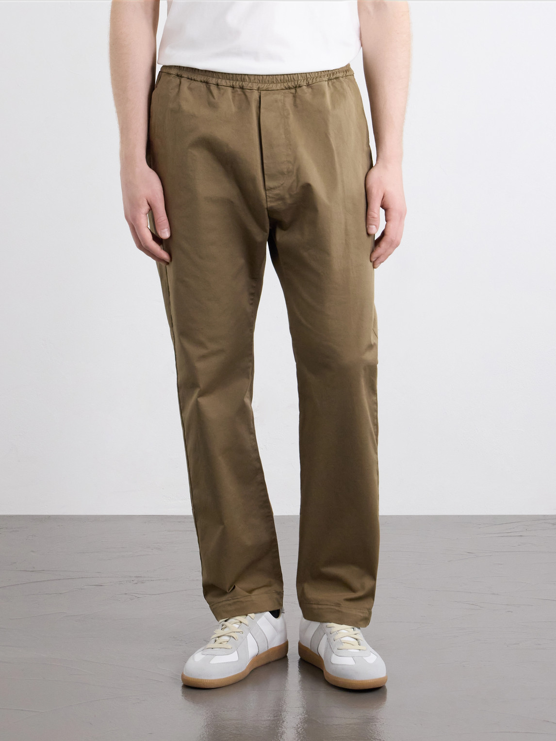 Straight-Leg Cotton-Blend Gabardine Trousers