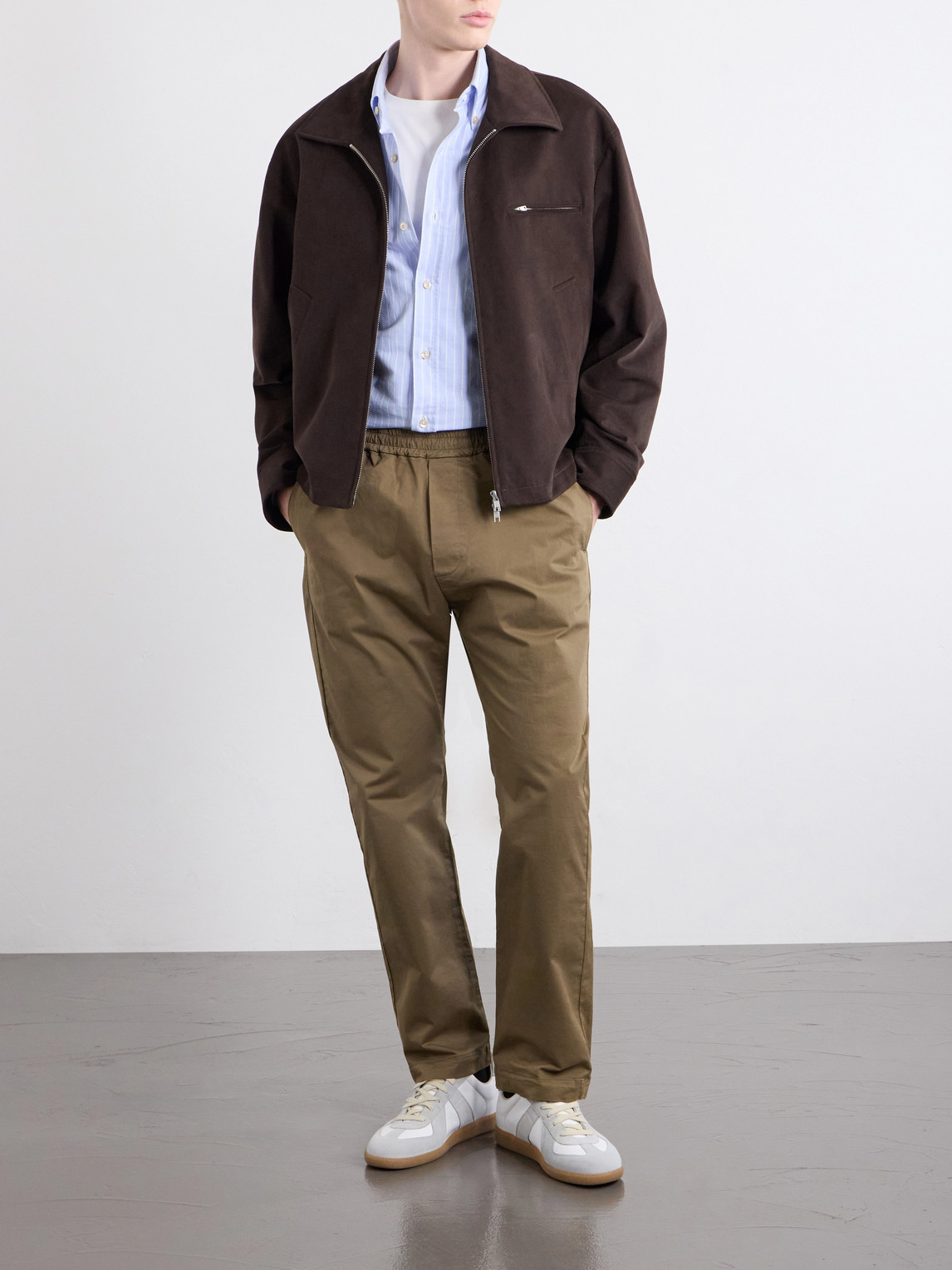 Straight-Leg Cotton-Blend Gabardine Trousers