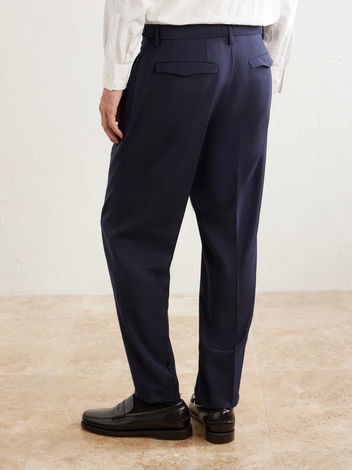 Straight-Leg Pleated Virgin Wool Suit Trousers