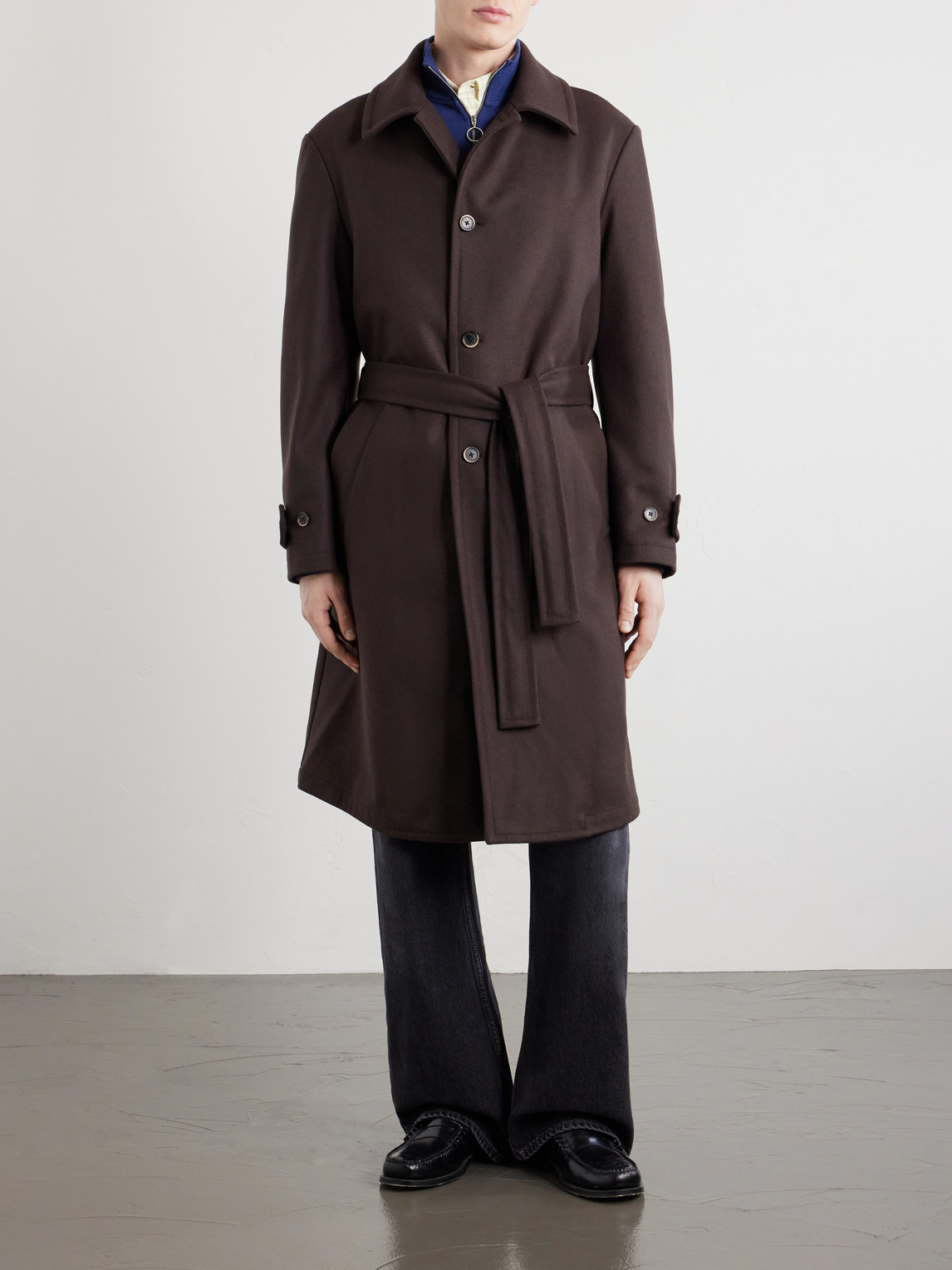 Belted Wool-Blend Coat