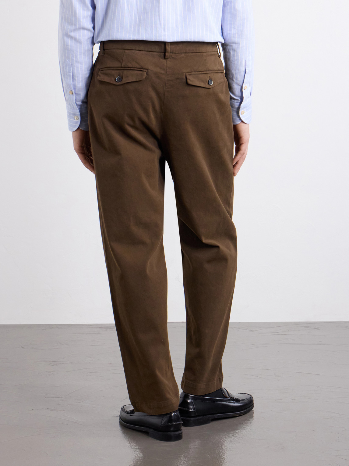 Straight-Leg Cotton-Blend Gabardine Trousers