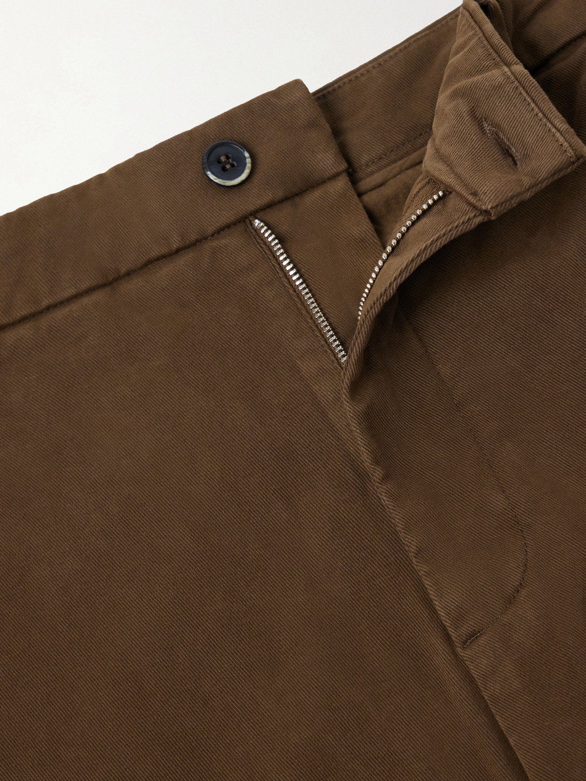 Straight-Leg Cotton-Blend Gabardine Trousers