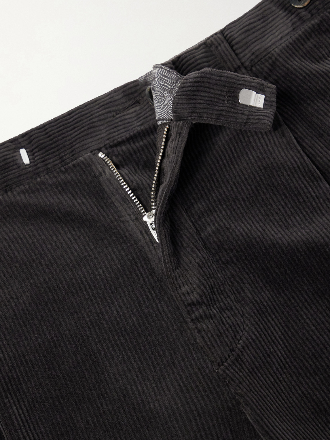 Straight-Leg Pleated Courduroy Trousers