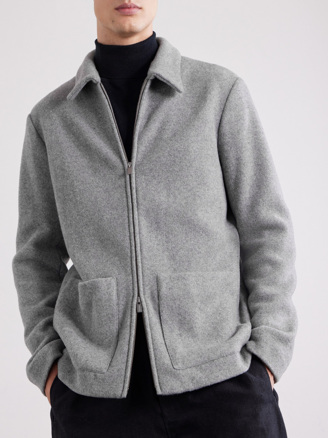 Cotton-Blend Felt Overshirt