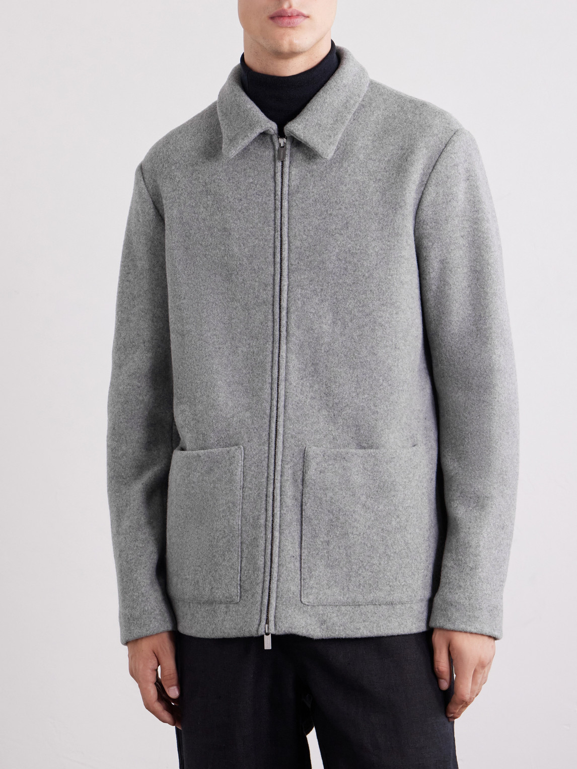 Cotton-Blend Felt Overshirt