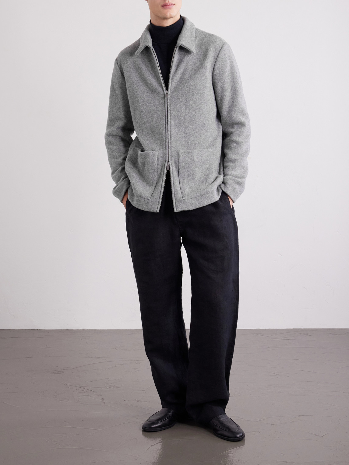 Cotton-Blend Felt Overshirt