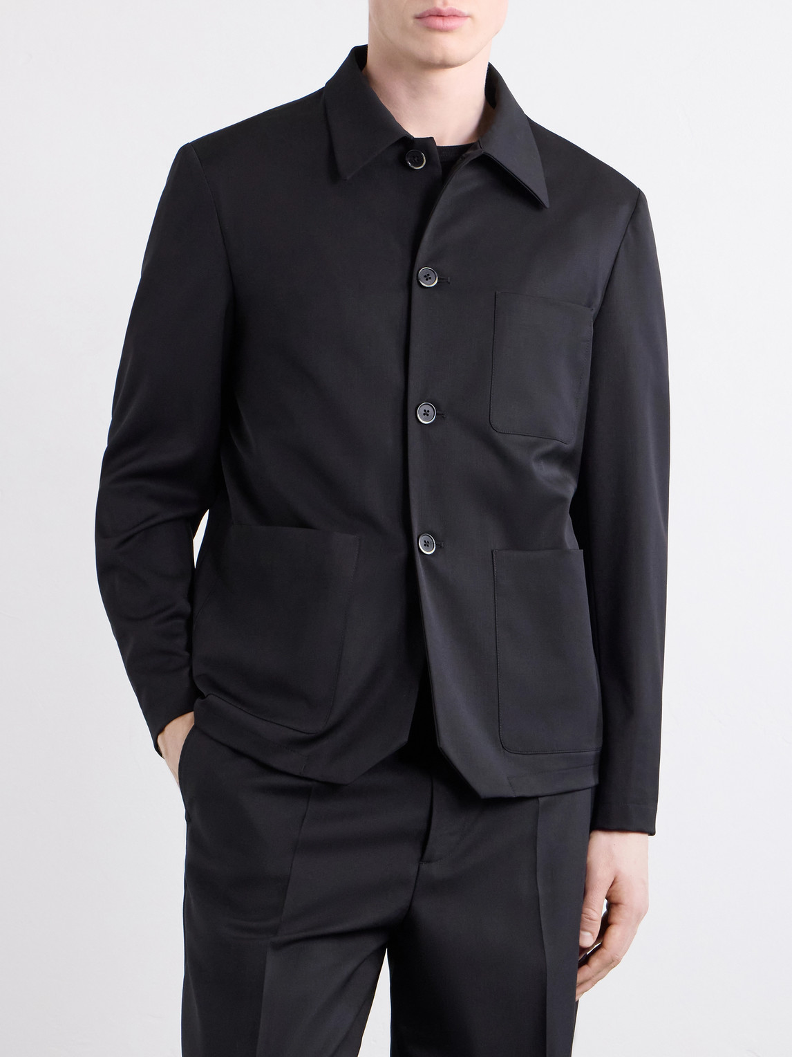  Barena - Wool-blend Gabardine Overshirt - Men - Black - It 46 
