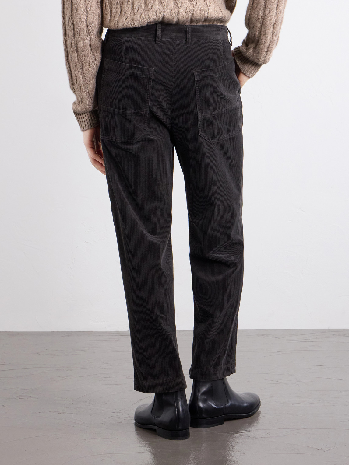 Straight-Leg Pleated Cotton-Blend Corduroy