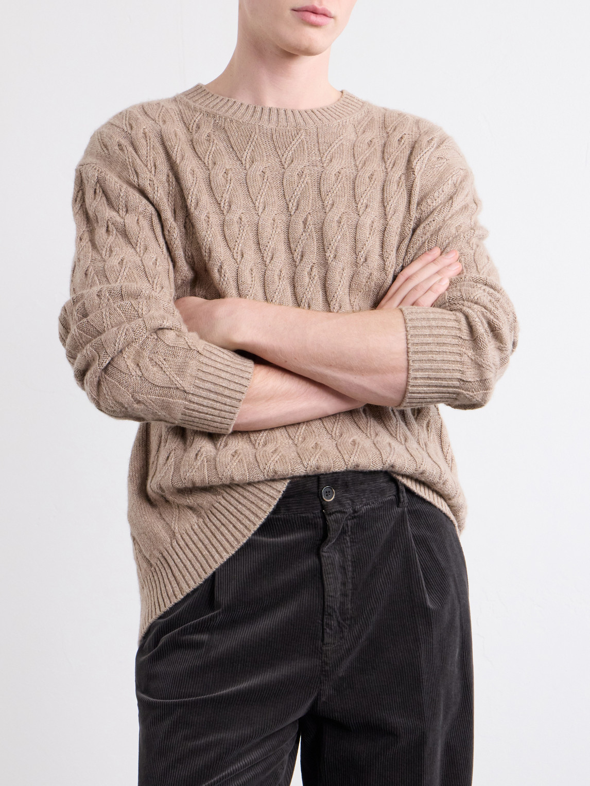 Straight-Leg Pleated Cotton-Blend Corduroy