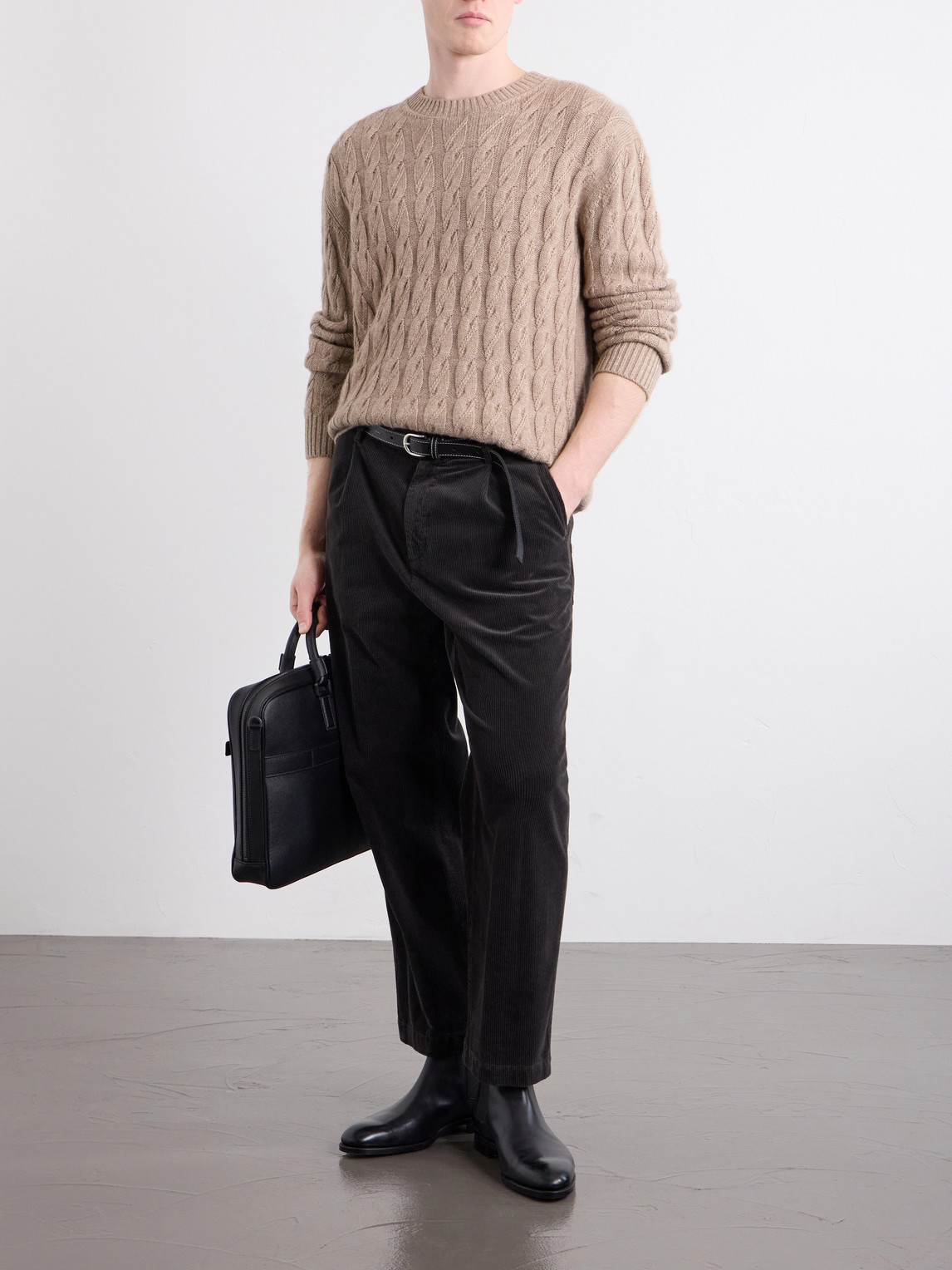 Straight-Leg Pleated Cotton-Blend Corduroy
