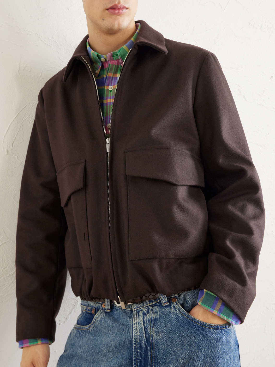 Wool-Blend Felt Blouson Jacket