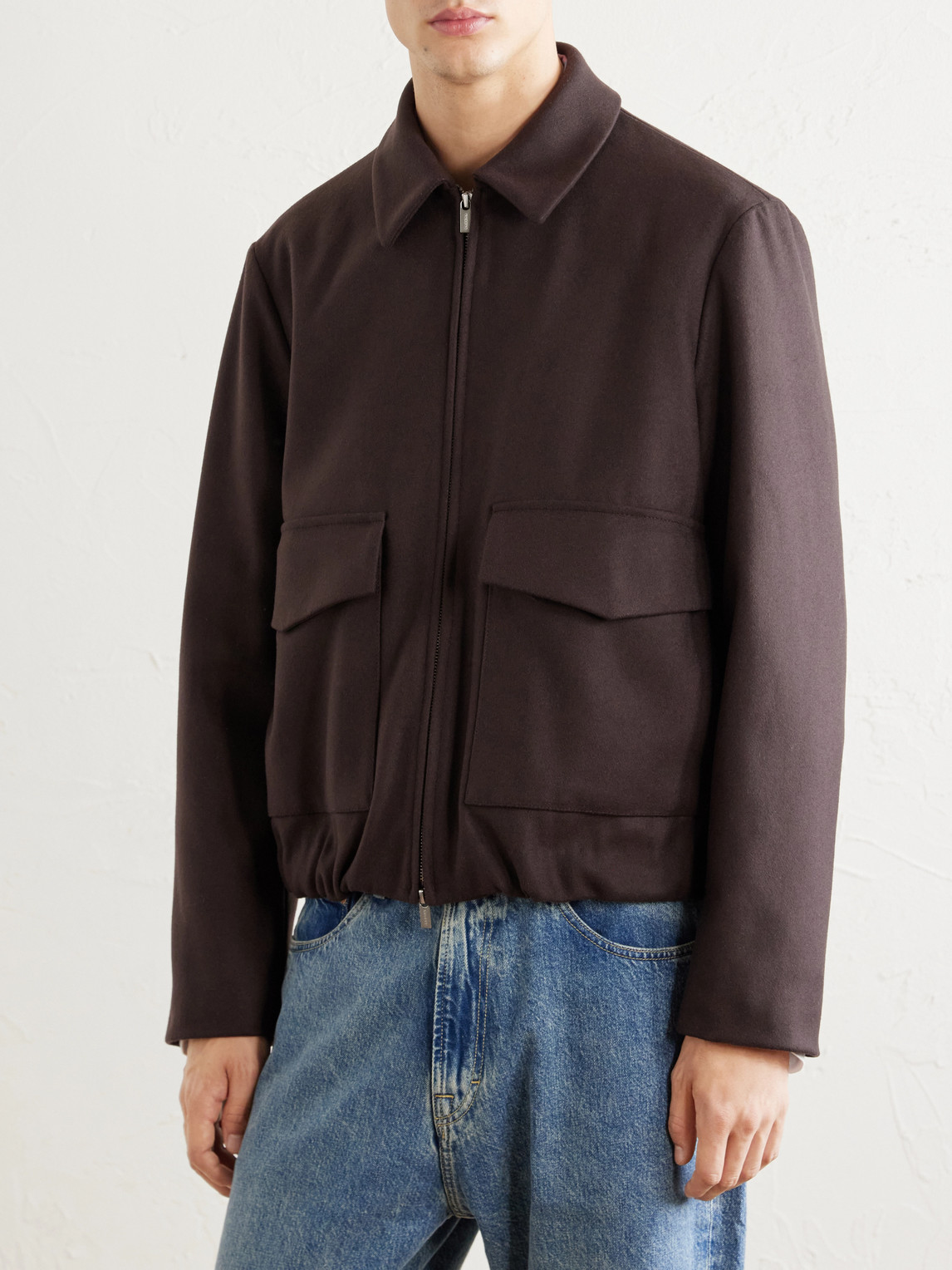 Wool-Blend Felt Blouson Jacket