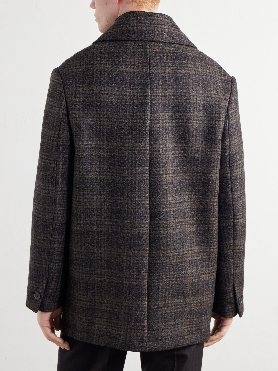 Double-Breasted Prince Of Wales Checked Wool-Blend Blouson Jacket