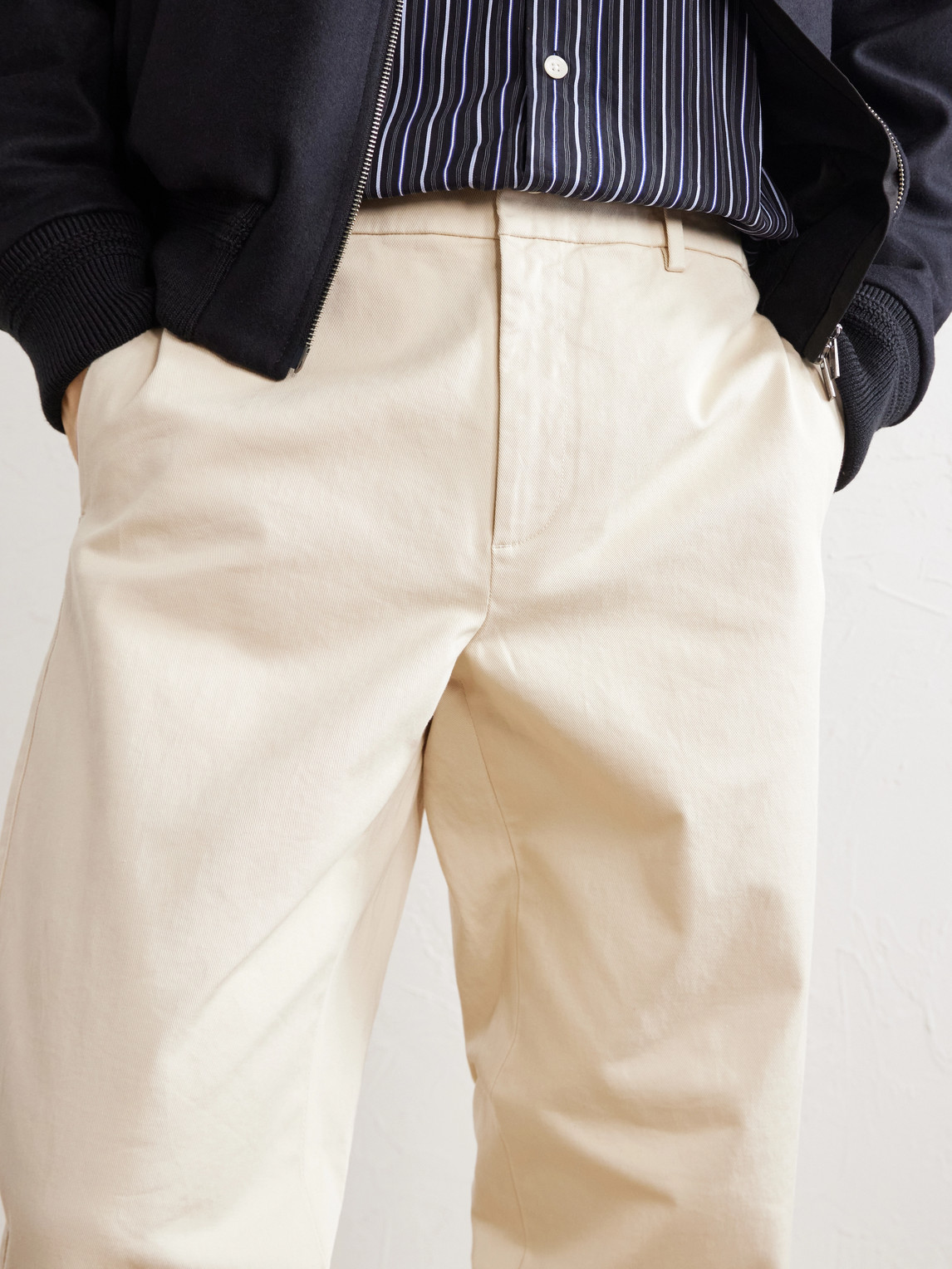 Wide-Leg Cotton-Blend Gabardine Trousers