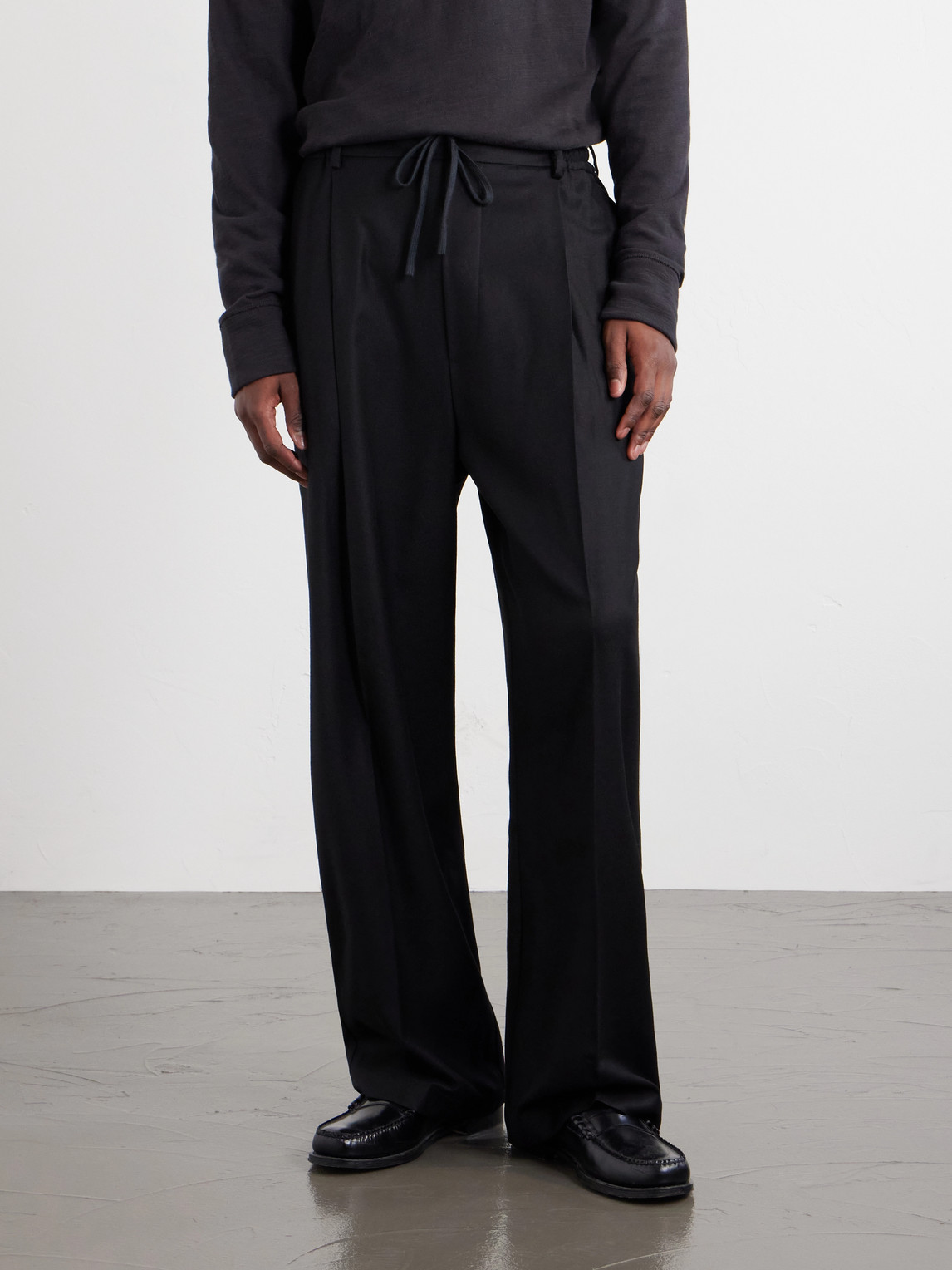 Mado Wide-Leg Wool-Blend Drawstring Trousers